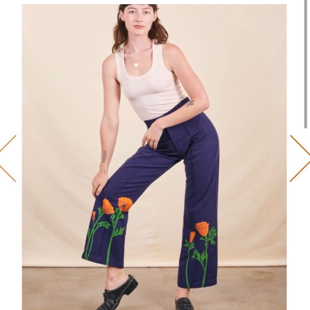 ISO BIG BUD PRESS paint stamped poppy shirt and pants size Large.